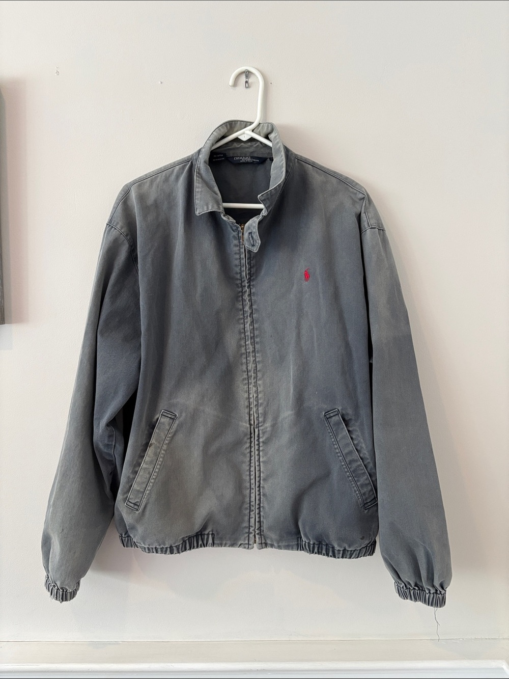 90’s Vintage Polo Ralph Lauren Men’s Large Unlined Harrington Jacket Grey